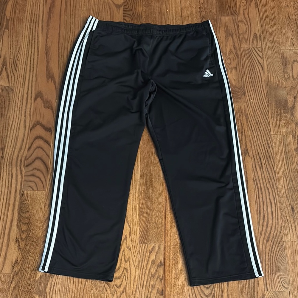 Adidas Black Track Pants with White Stripes